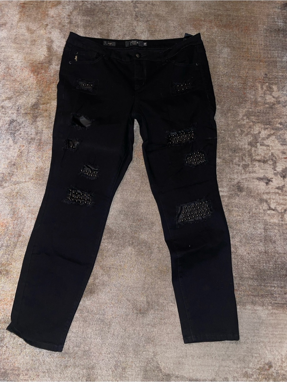 torrid Black Skinny Jeans with Studded Distress Panels Size 20